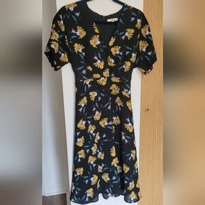 Darling Black Dress with Yellow Floral Pattern
